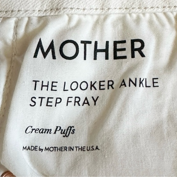 Mother The Looker Ankle Step Fray Jeans Cream Puffs NWT Size 33 High Rise Skinny - Picture 10 of 11